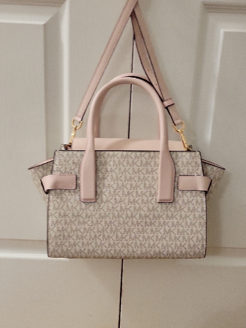 Michael Kors Blush Pink Logo-Print Satchel with Gold Hardware - Picture 2 of 4